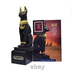 Franklin Mint Protector Of The Nile Black Porcelain 24 Karat Gold Sphinx withBase