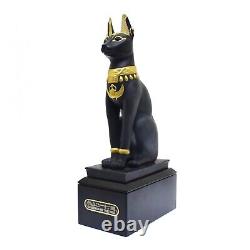 Franklin Mint Protector Of The Nile Black Porcelain 24 Karat Gold Sphinx withBase