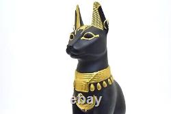 Franklin Mint Protector Of The Nile Black Porcelain 24 Karat Gold Sphinx withBase