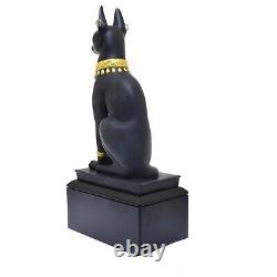 Franklin Mint Protector Of The Nile Black Porcelain 24 Karat Gold Sphinx withBase