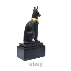 Franklin Mint Protector Of The Nile Black Porcelain 24 Karat Gold Sphinx withBase