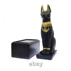 Franklin Mint Protector Of The Nile Black Porcelain 24 Karat Gold Sphinx withBase