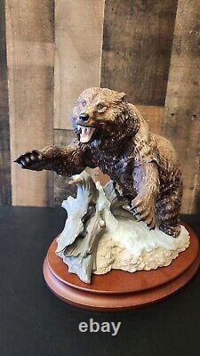 Franklin Mint Rare Porcelain Grizzly Bear Sculpture Figurine Hand Painted 1988