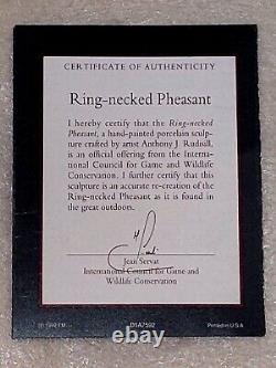 Franklin Mint Ring Necked Pheasant Porcelain Bird Figurine Anthony J Rudisill 91