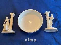 Franklin Mint Romeo & Juliet Bowl (1987) & Candlesticks (1986) Fine Porcelain