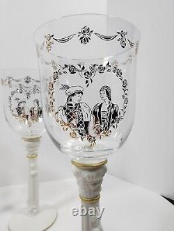 Franklin Mint Romeo and Juliet Goblets Porcelain Set of 8