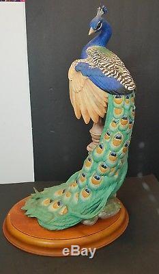Franklin Mint Royal Society Protection of Birds Peacock Figure Porcelain Statue