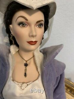 Franklin Mint Scarlett OHara Mill Doll, Porcelain, very RARE! COA! Blue/white