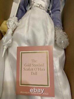 Franklin Mint Scarlett OHara Mill Doll, Porcelain, very RARE! COA! Blue/white