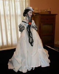 Franklin Mint Scarlett OHara Porcelain Doll Black & White Dress 1994 22 NOS