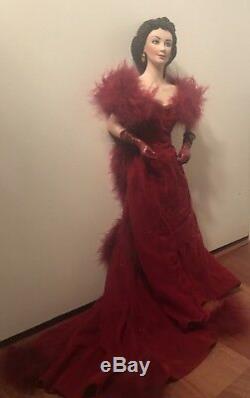 Franklin Mint Scarlett O'Hara Gone with the Wind Porcelain Doll Red Velvet Dress