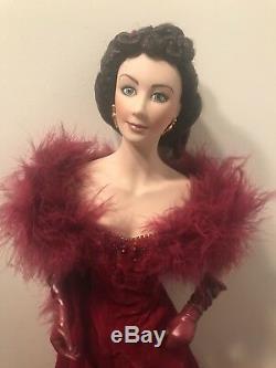 Franklin Mint Scarlett O'Hara Gone with the Wind Porcelain Doll Red Velvet Dress