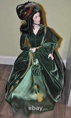 Franklin Mint Scarlett O'Hara Porcelain Doll Ltd 50th Anniv with Diamonds Emeralds