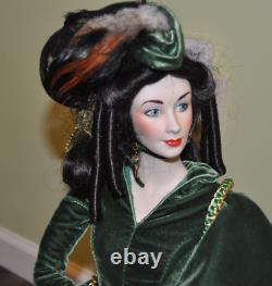 Franklin Mint Scarlett O'Hara Porcelain Doll Ltd 50th Anniv with Diamonds Emeralds