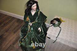 Franklin Mint Scarlett O'Hara Porcelain Doll Ltd 50th Anniv with Diamonds Emeralds