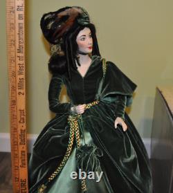 Franklin Mint Scarlett O'Hara Porcelain Doll Ltd 50th Anniv with Diamonds Emeralds