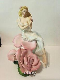 Franklin Mint Sculpture Figurine Lady Rose Jegou 1988 Flower Statue 9 RARE vtg