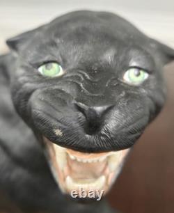 Franklin Mint'Silent Rage' 1990 Black Panther Statue with Base 12.5 H X 25.5 L