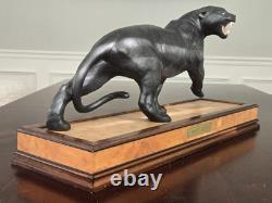 Franklin Mint'Silent Rage' 1990 Black Panther Statue with Base 12.5 H X 25.5 L
