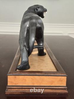 Franklin Mint'Silent Rage' 1990 Black Panther Statue with Base 12.5 H X 25.5 L