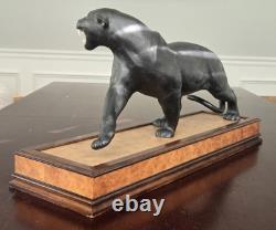 Franklin Mint'Silent Rage' 1990 Black Panther Statue with Base 12.5 H X 25.5 L
