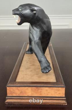 Franklin Mint'Silent Rage' 1990 Black Panther Statue with Base 12.5 H X 25.5 L