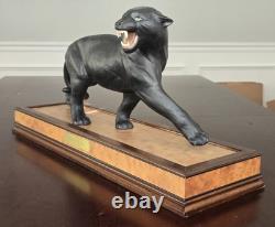 Franklin Mint'Silent Rage' 1990 Black Panther Statue with Base 12.5 H X 25.5 L