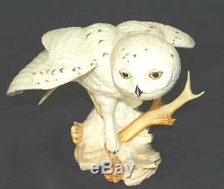 Franklin Mint, Snowy Owl Figurine By George Mcmongle. 1989, Fine Porcelain, Min