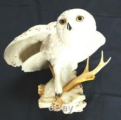 Franklin Mint, Snowy Owl Figurine By George Mcmongle. 1989, Fine Porcelain, Min