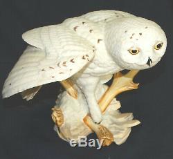 Franklin Mint, Snowy Owl Figurine By George Mcmongle. 1989, Fine Porcelain, Min