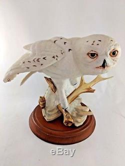 Franklin Mint Snowy Owl George McMonigle 1989 Porcelain 8-3/4 Figure with Base