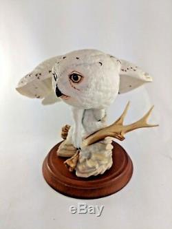 Franklin Mint Snowy Owl George McMonigle 1989 Porcelain 8-3/4 Figure with Base