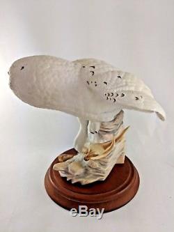 Franklin Mint Snowy Owl George McMonigle 1989 Porcelain 8-3/4 Figure with Base