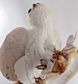 Franklin Mint Snowy Owl George McMonigle 1989 Porcelain 8-3/4 Figure with Base