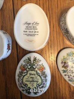Franklin Mint Songs Of Love Porcelain Music Box Complete 12 Pc Set MINT WORKING