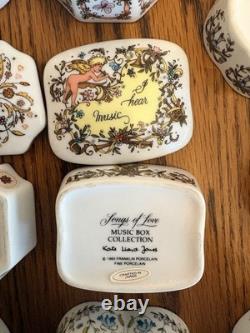 Franklin Mint Songs Of Love Porcelain Music Box Complete 12 Pc Set MINT WORKING