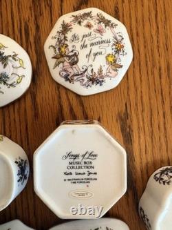 Franklin Mint Songs Of Love Porcelain Music Box Complete 12 Pc Set MINT WORKING