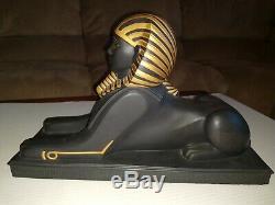 Franklin Mint Sovereign of the Nile Egyptian Sphinx Black Porcelain Statue