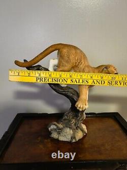 Franklin Mint THE DEFENDER Figurine Cougar Mountain Lion Puma 9.5 Tall + Stand