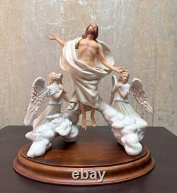 Franklin Mint The Acencion Jesus Religious Porcelain Figurine with Wood Base