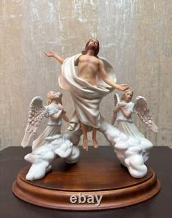 Franklin Mint The Acencion Jesus Religious Porcelain Figurine with Wood Base