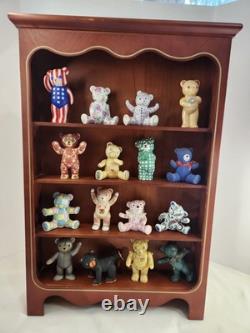 Franklin Mint The Americana Teddy Bear Collection 16 Bears & Display Shelf