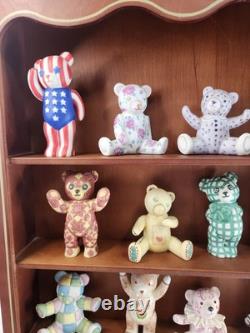 Franklin Mint The Americana Teddy Bear Collection 16 Bears & Display Shelf