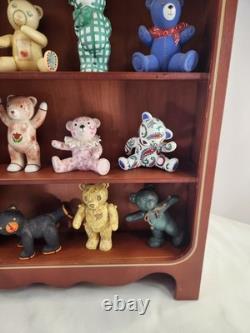 Franklin Mint The Americana Teddy Bear Collection 16 Bears & Display Shelf