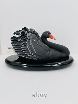 Franklin Mint The Black Australian Swan Porcelain Sculpture by Ronald Ruyckevelt