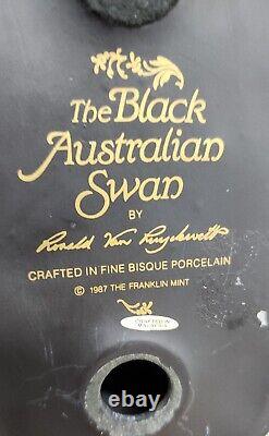 Franklin Mint The Black Australian Swan Porcelain Sculpture by Ronald Ruyckevelt