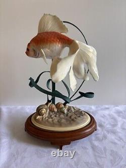 Franklin Mint The Golden Carp Sculpture (1987) by William Kazmar with Wood Stand