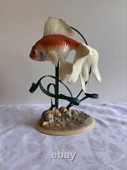 Franklin Mint The Golden Carp Sculpture (1987) by William Kazmar with Wood Stand