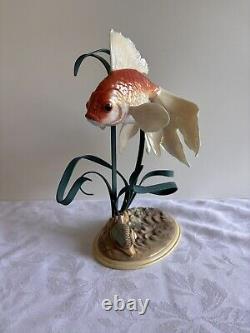 Franklin Mint The Golden Carp Sculpture (1987) by William Kazmar with Wood Stand