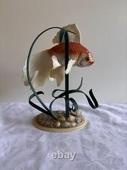 Franklin Mint The Golden Carp Sculpture (1987) by William Kazmar with Wood Stand